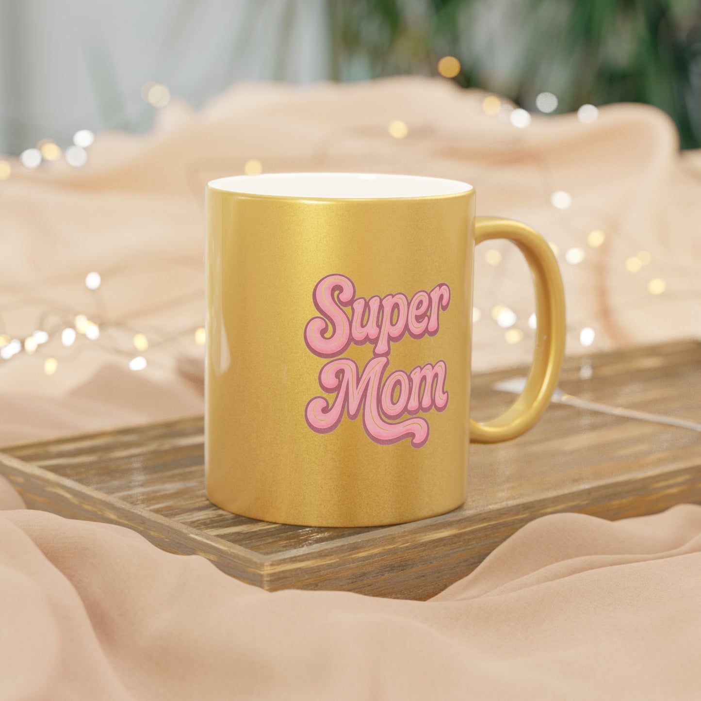 Super Mom Metallic Mug - Gold