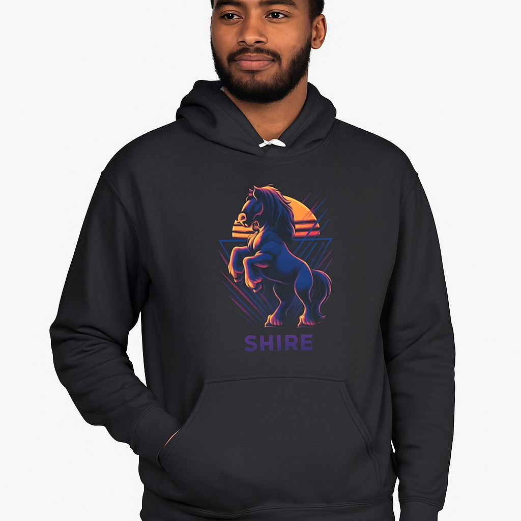 Retro Neon Shire Hoodie Lightweight Unisex Neon Horse Sweatshirt