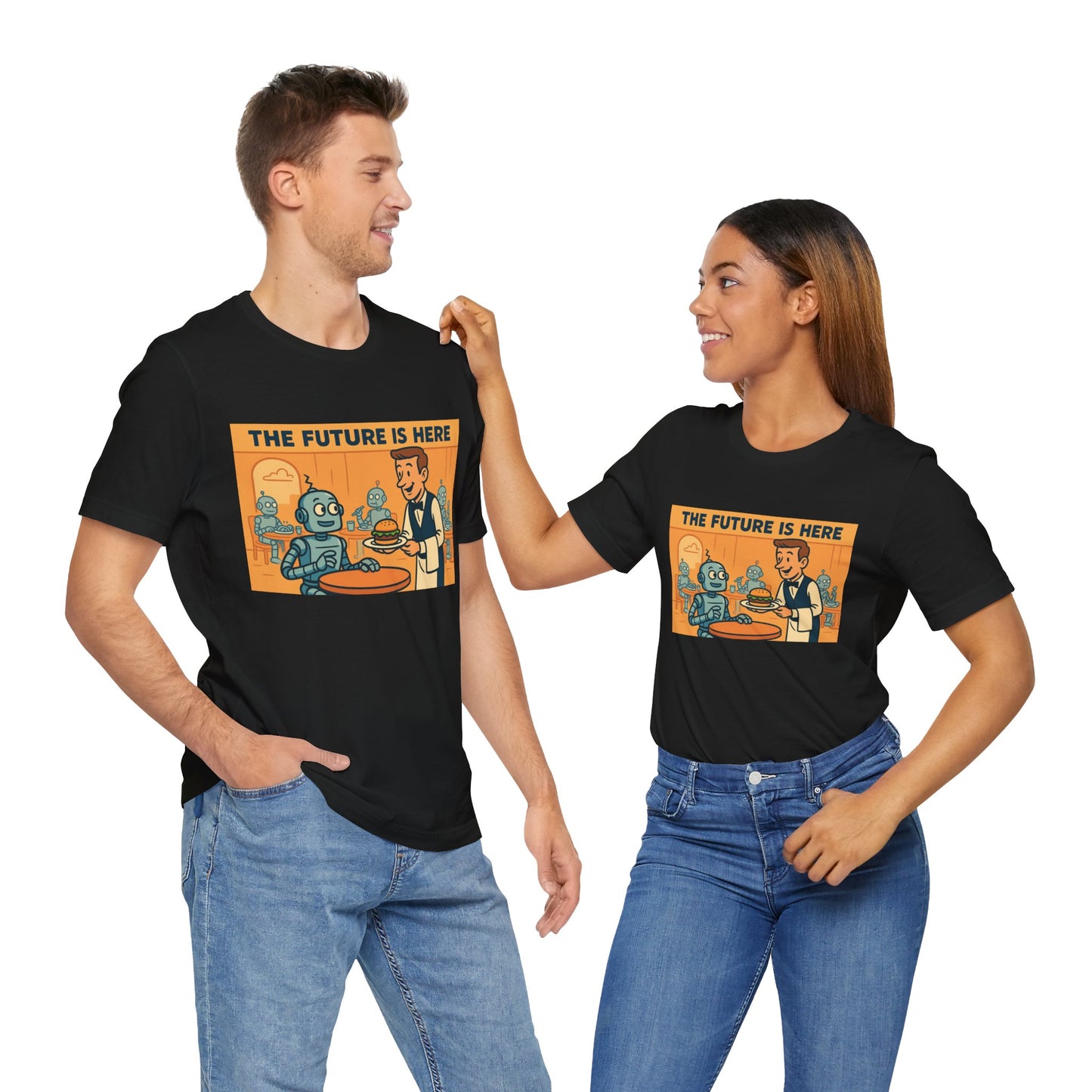 Retro Robot Graphic Tee - 'The Future is Here'