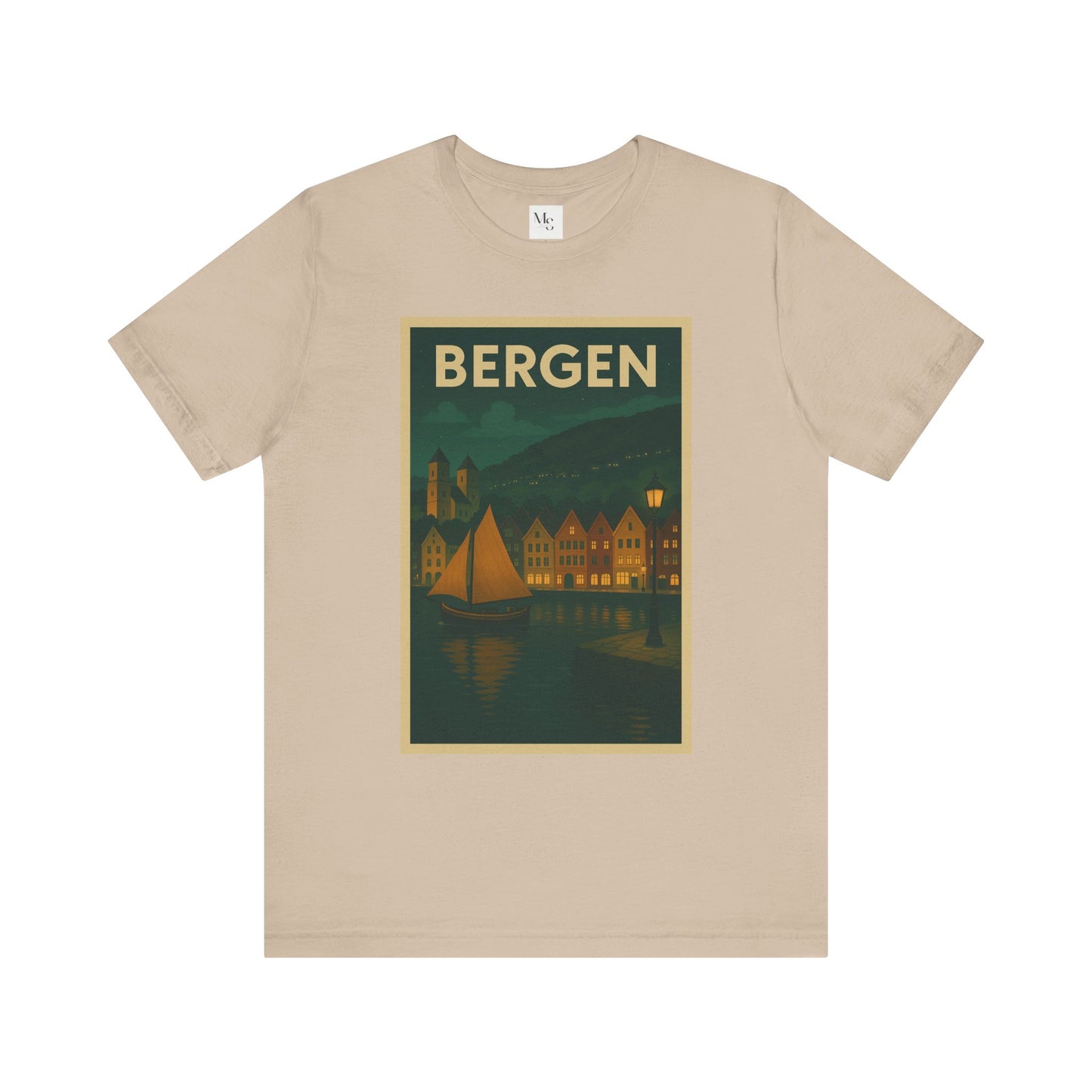 Bergen by Night T-Shirt – Unisex Norwegian Cityscape Tee | Scenic Night View of Bryggen | Norway Travel Souvenir Shirt