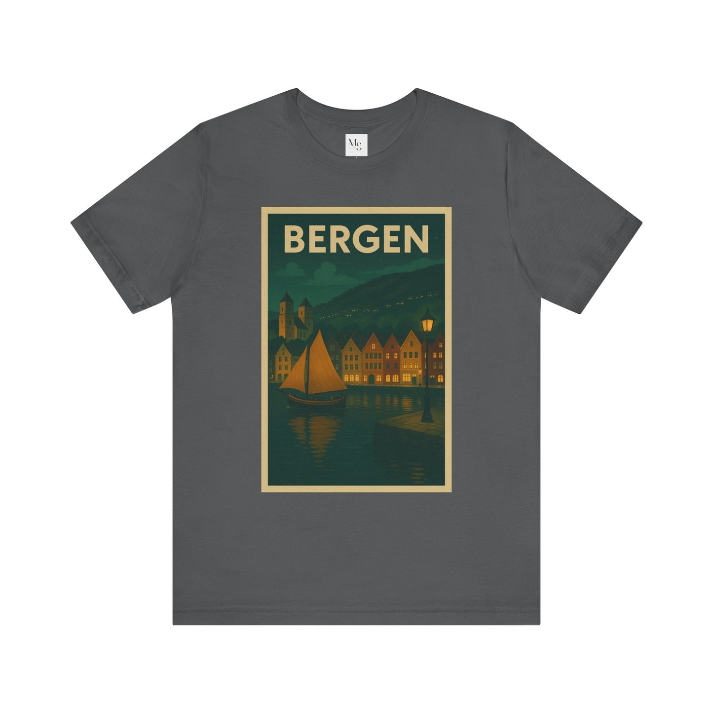 Bergen by Night T-Shirt – Unisex Norwegian Cityscape Tee | Scenic Night View of Bryggen | Norway Travel Souvenir Shirt