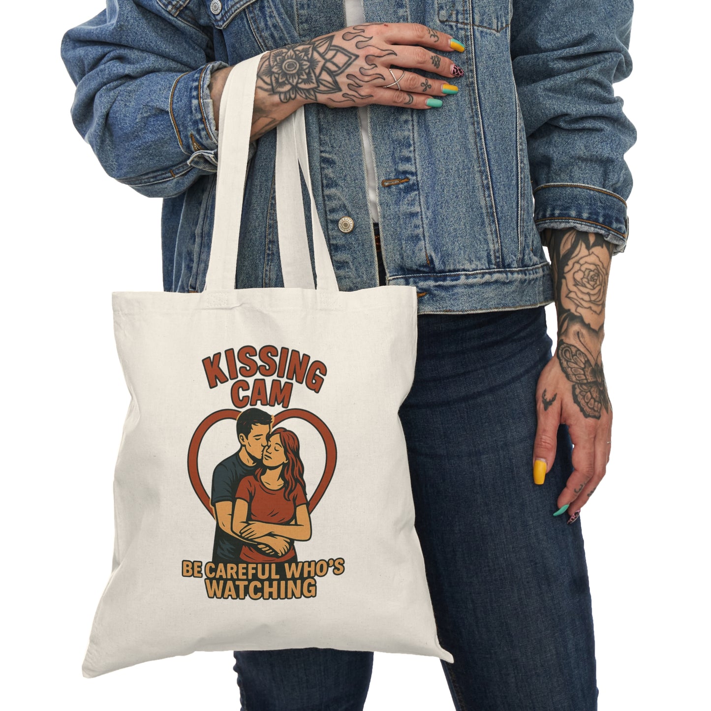 Be Careful Who’s Watching Tote – Romantic Couples Canvas Gift Bag