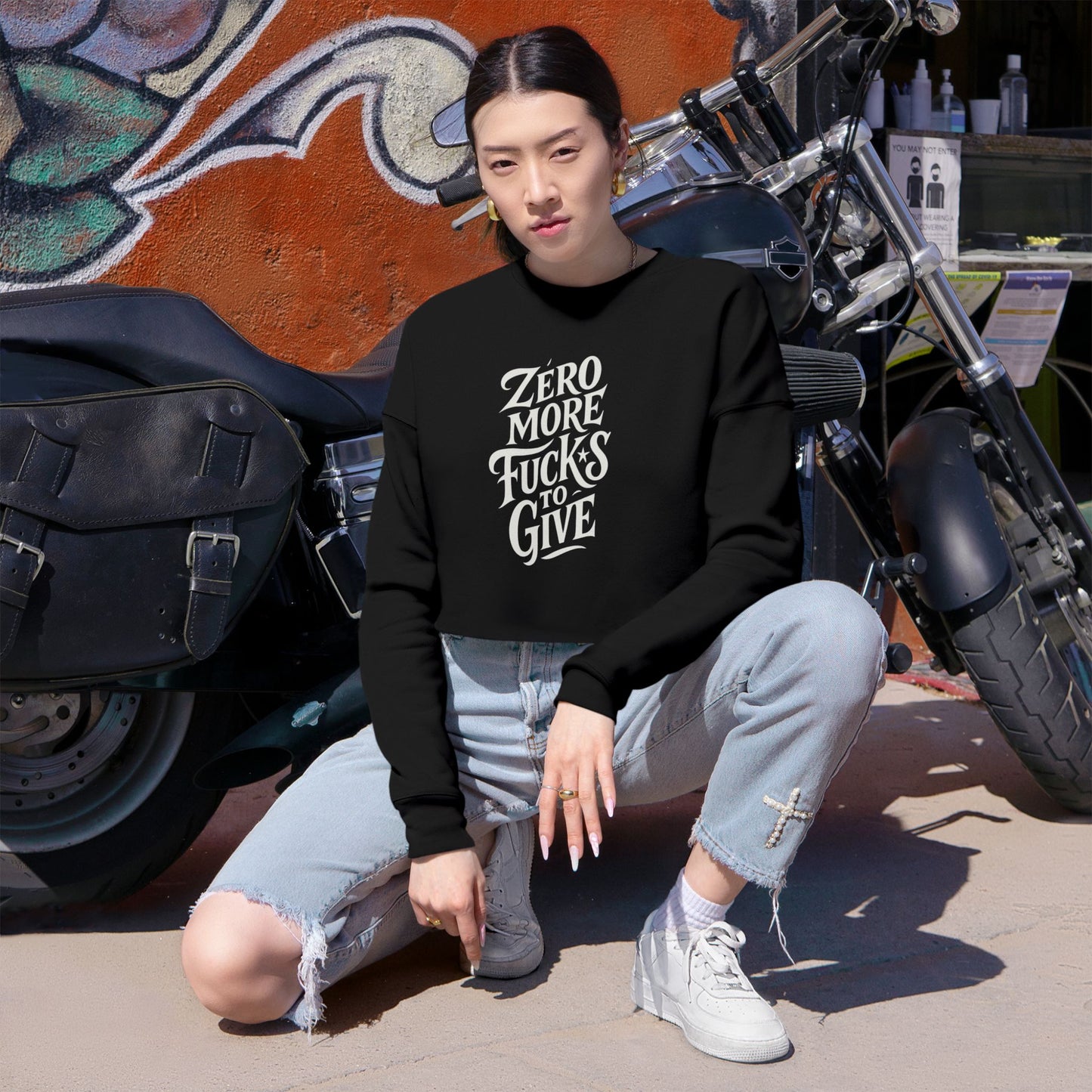 Zero More Fucks to Give Cropped Sweatshirt – Sassy Unisex Pullover | Bold Statement Apparel | Funny Gift for Birthdays & Self-Care