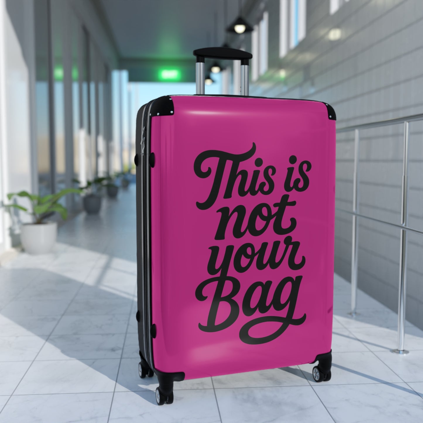 This Is Not Your Bag- Pink Suitcase With Lock & Spinner Wheels – Trendy Hard-Shell Luggage