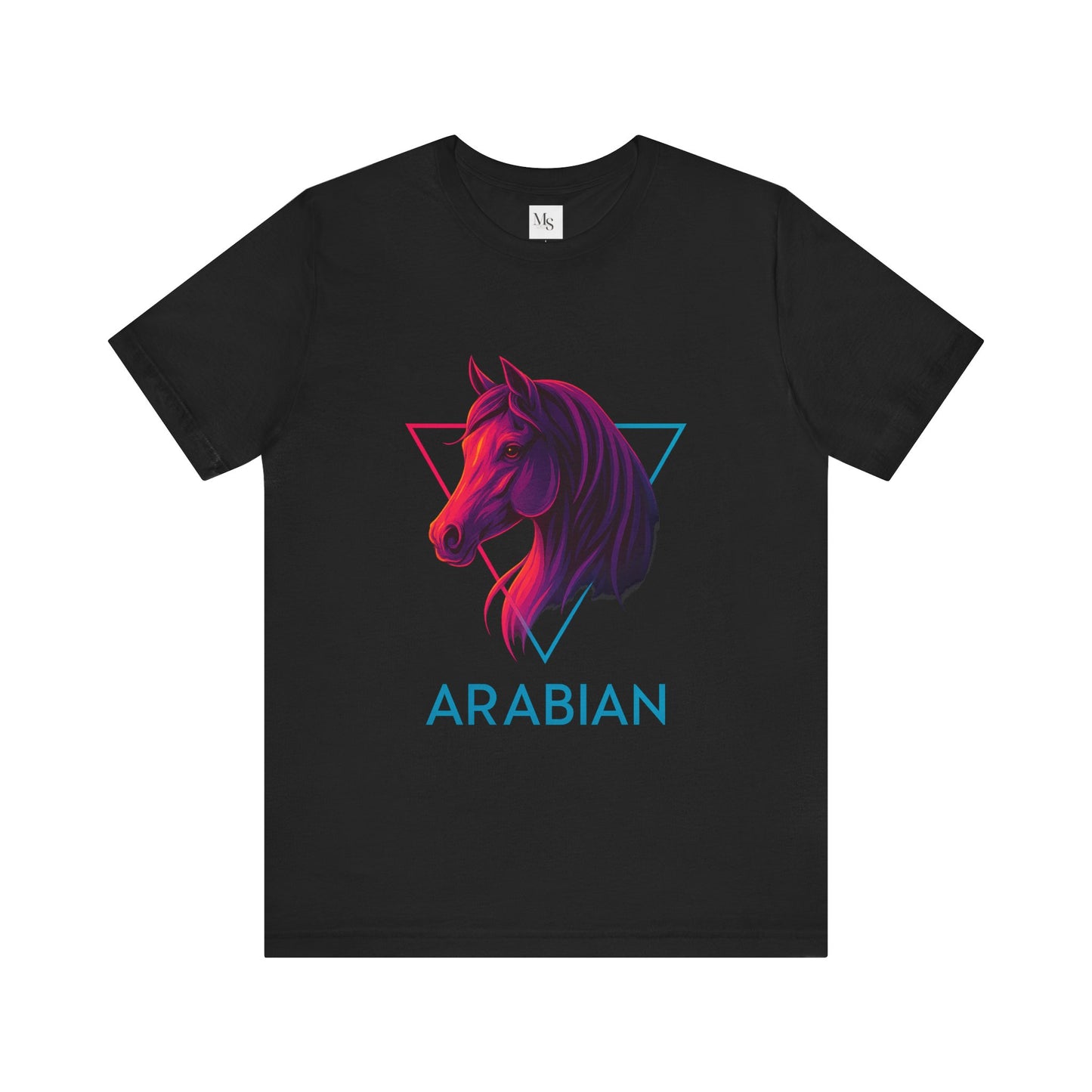 Arabian Neon Horse Tee – 80s Style Neon Graphic Arabian Horse T‑Shirt Gift