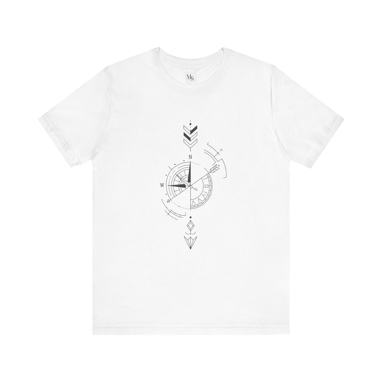 Compass Arrow T-Shirt – Geometric Unisex Tee for Travelers & Adventurers- Perfect Gift for Cool people