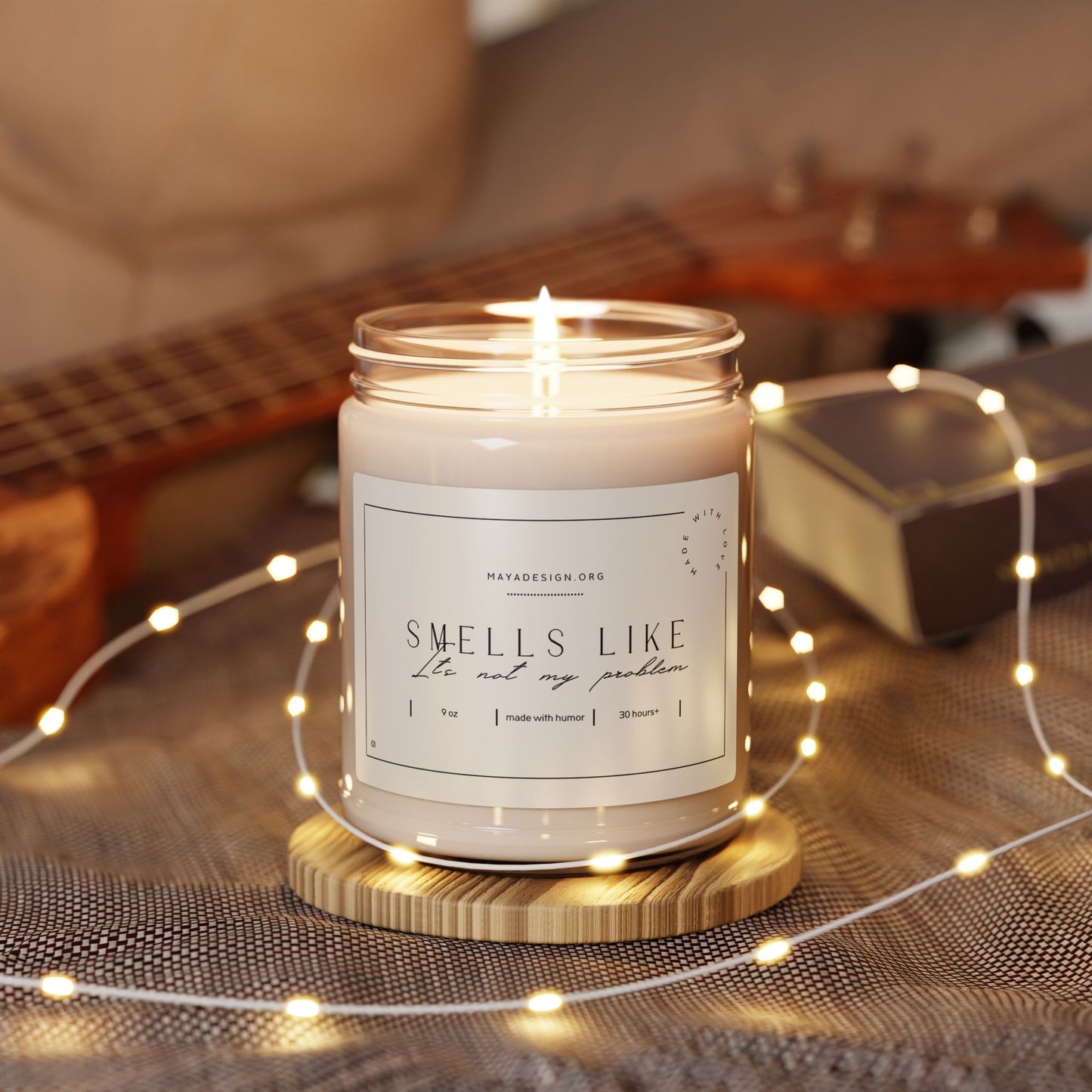 Smells Like It's Not My Problem Scented Soy Candle – Funny Stress Relief Gift | Eco-Friendly Aromatherapy Candle | Self-Care & Relaxation