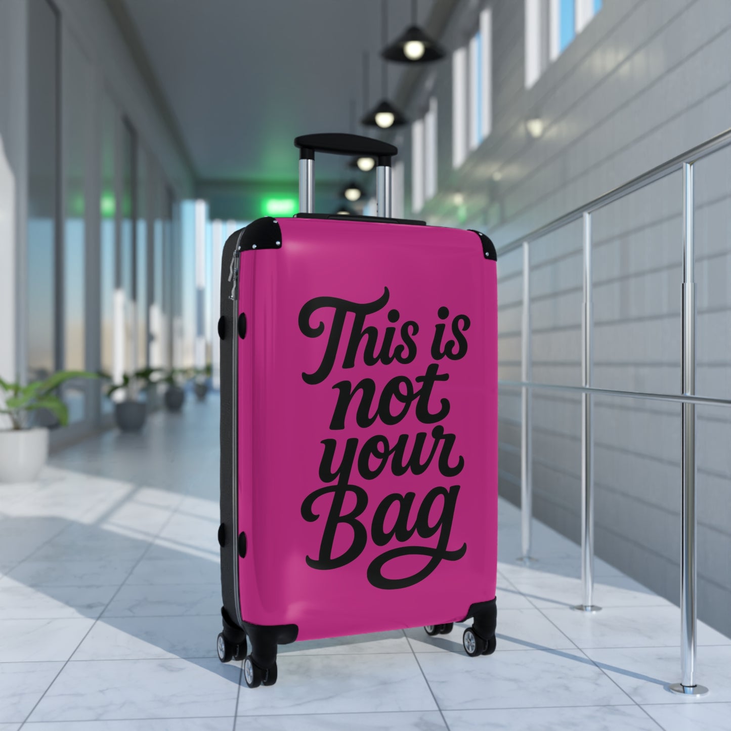 This Is Not Your Bag- Pink Suitcase With Lock & Spinner Wheels – Trendy Hard-Shell Luggage