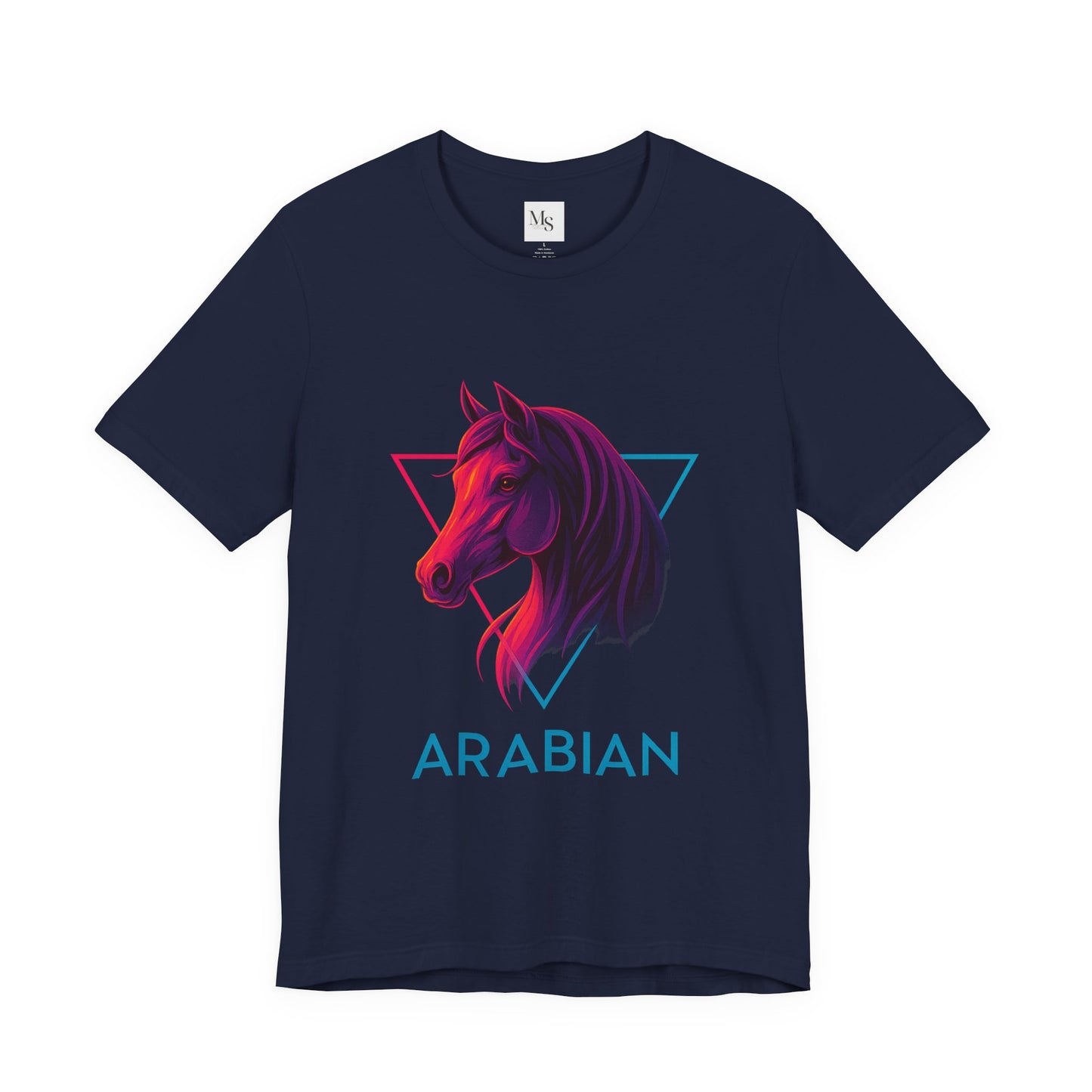 Arabian Neon Horse Tee – 80s Style Neon Graphic Arabian Horse T‑Shirt Gift