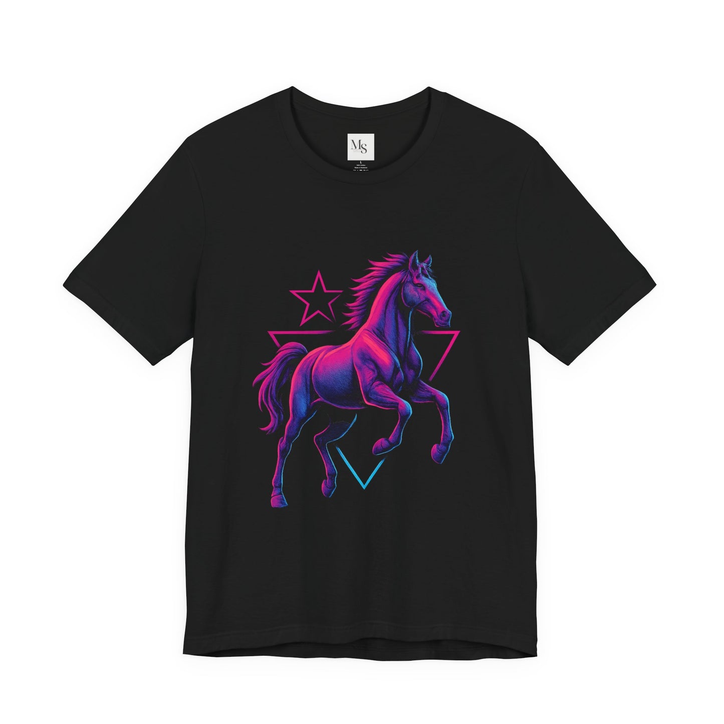 Retro Neon Horse Tee: 80s Style Neon Equestrian Graphic T-Shirt