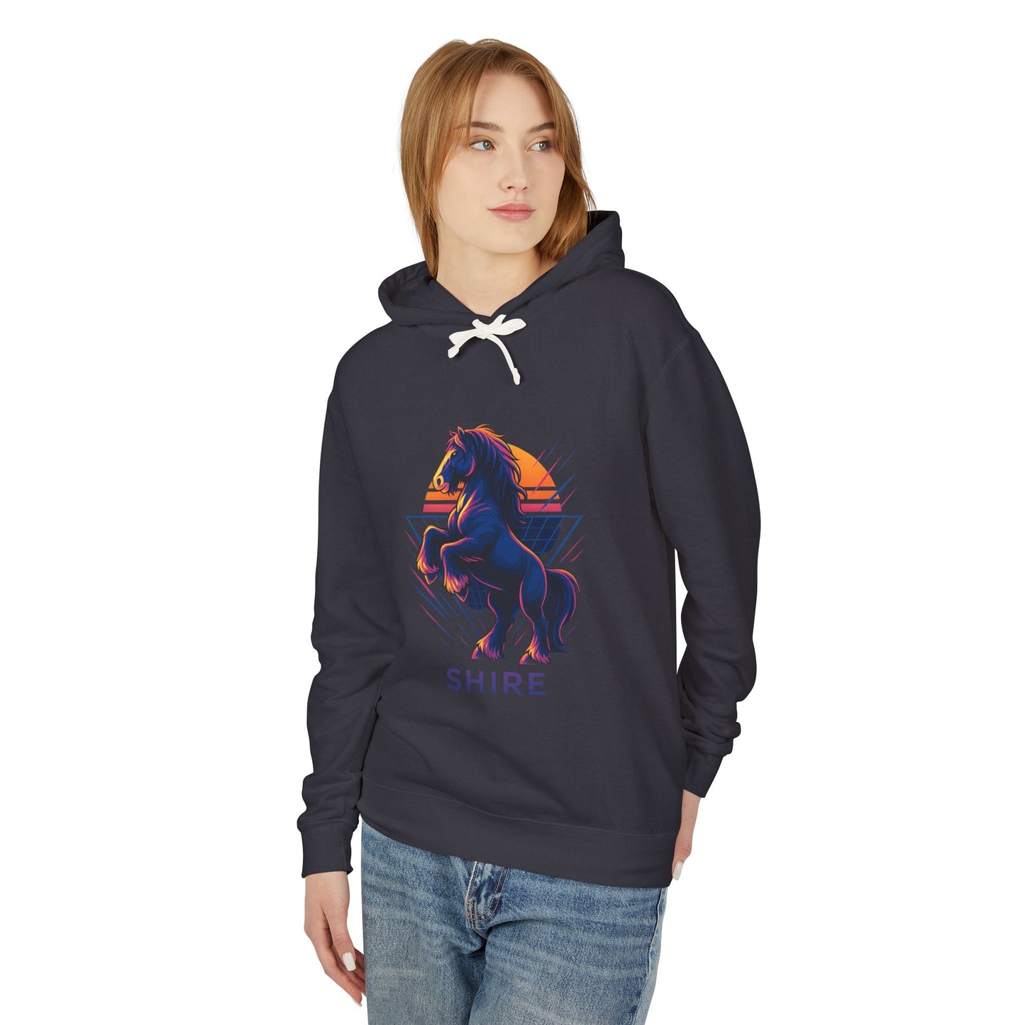 Retro Neon Shire Hoodie Lightweight Unisex Neon Horse Sweatshirt