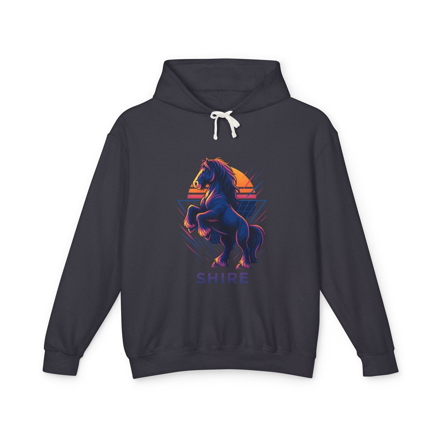 Retro Neon Shire Hoodie Lightweight Unisex Neon Horse Sweatshirt