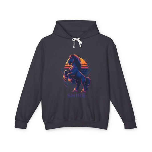 Retro Neon Shire Hoodie Lightweight Unisex Neon Horse Sweatshirt