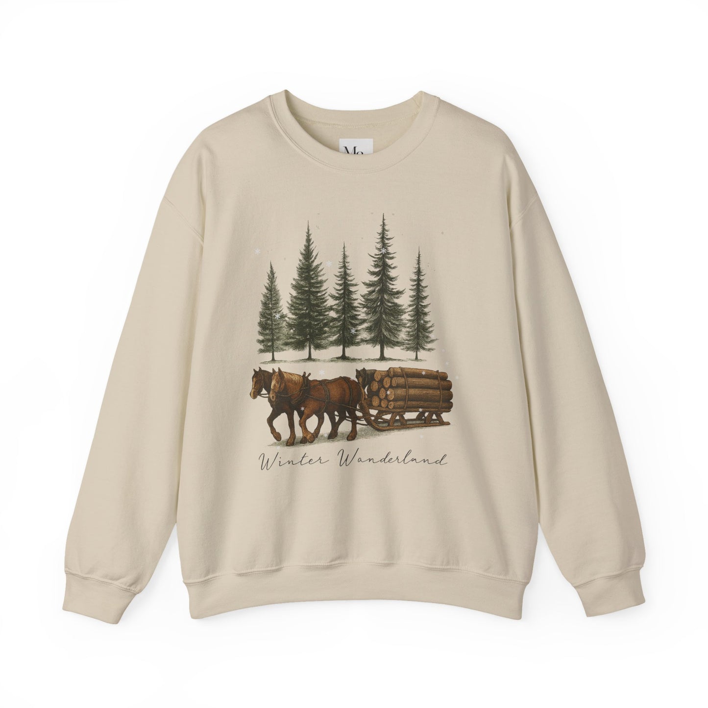 Winter Wonderland Horse Sweatshirt Rustic Winter Forest Sweater