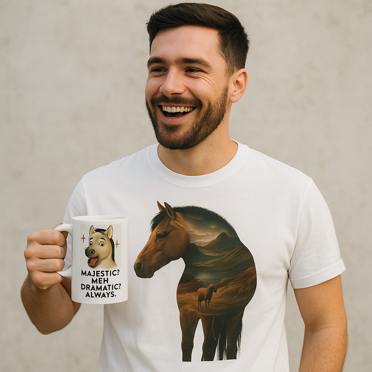 Fjord Fan Starter Pack – Fjord Horse T-Shirt & Mug Gift Set | Funny Equestrian Apparel & Drinkware | Horse Lover Gift Bundle