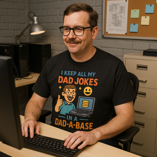 I Keep All My Dad Jokes in a Dad-a-base T-Shirt – Funny Father's Day Gift | Programmer Dad Shirt | Geeky Dad Humor Tee