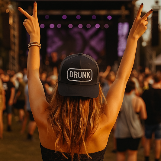 Drunk Embroidered Trucker Hat – Funny Party Cap | Adjustable Mesh Back | Novelty Gift for Adults