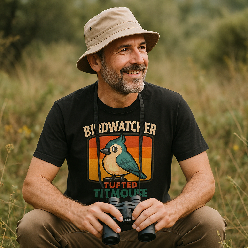 Tufted Titmouse Birdwatching T-Shirt – Cute Bird Lover Tee | Nature-Inspired Gift for Birders | Unisex Birding Shirt
