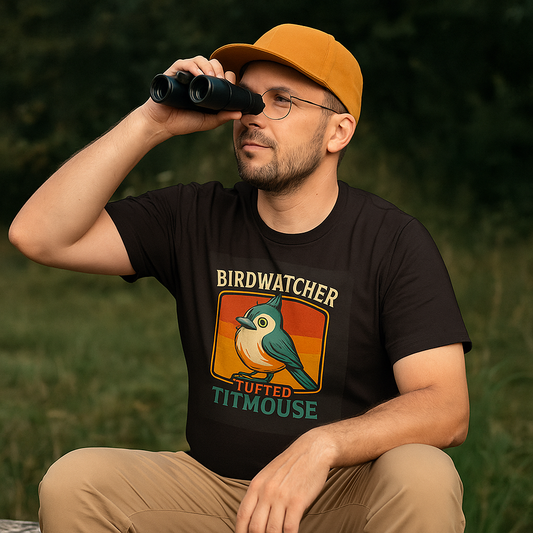 Tufted Titmouse Birdwatching T-Shirt – Cute Bird Lover Tee | Nature-Inspired Gift for Birders | Unisex Birding Shirt