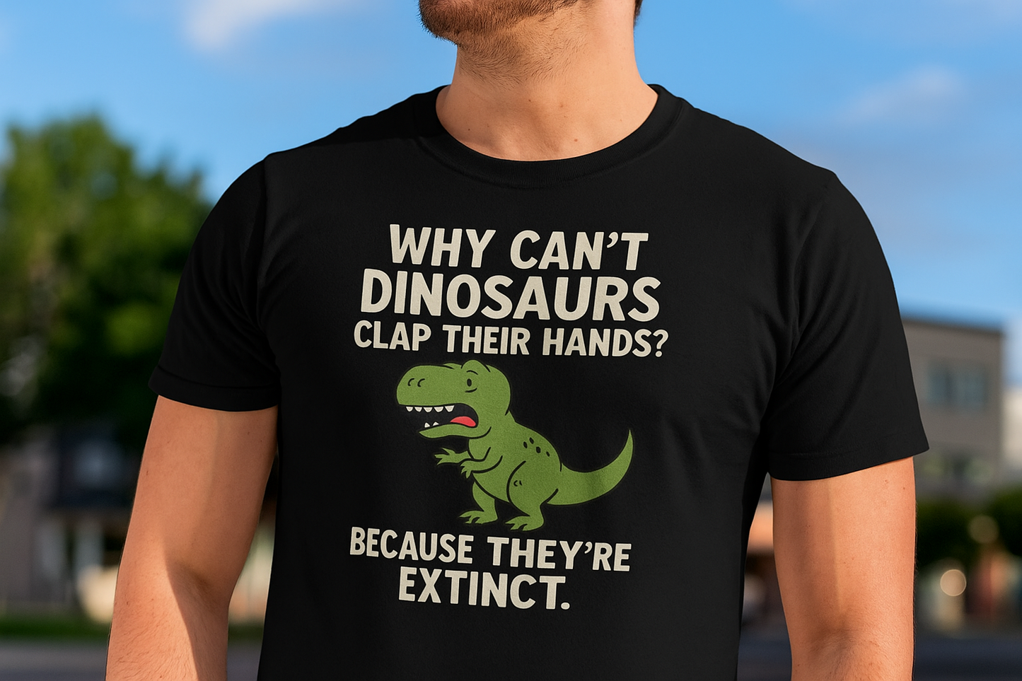 Dinosaur Joke T-Shirt – Funny Extinct-Clap Pun Tee for Everyday Laughs