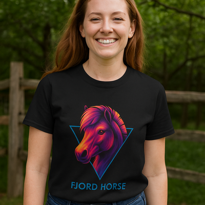 Fjord Neon Horse Tee – 80s Style Neon Graphic Fjord Horse T‑Shirt Gift