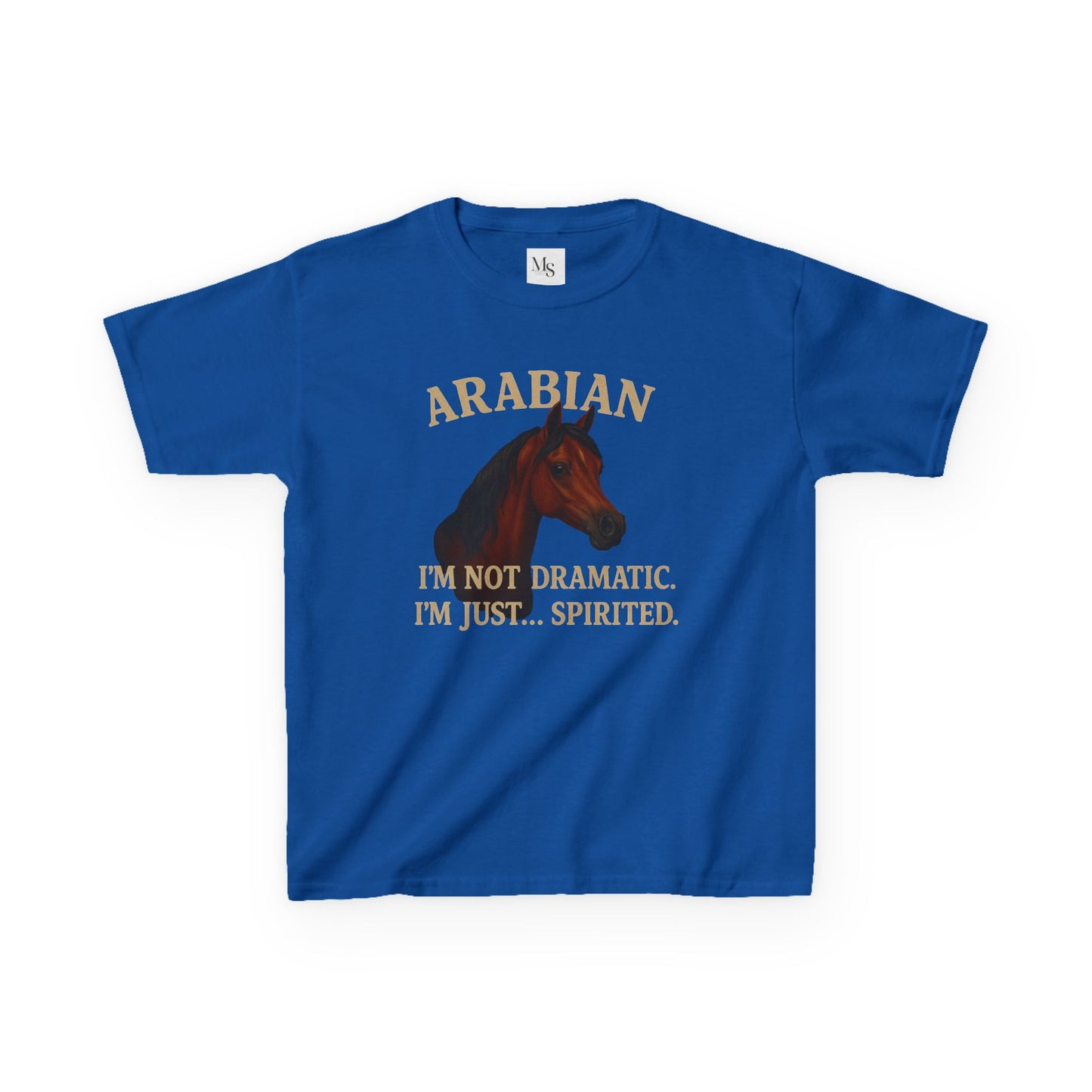 Arabian Horse Kids Tee - I'm Not Dramatic, I'm Just Spirited, Funny Animal Shirt, Gifts for Horse Lovers, Equestrian Apparel, Kids Humor Tee