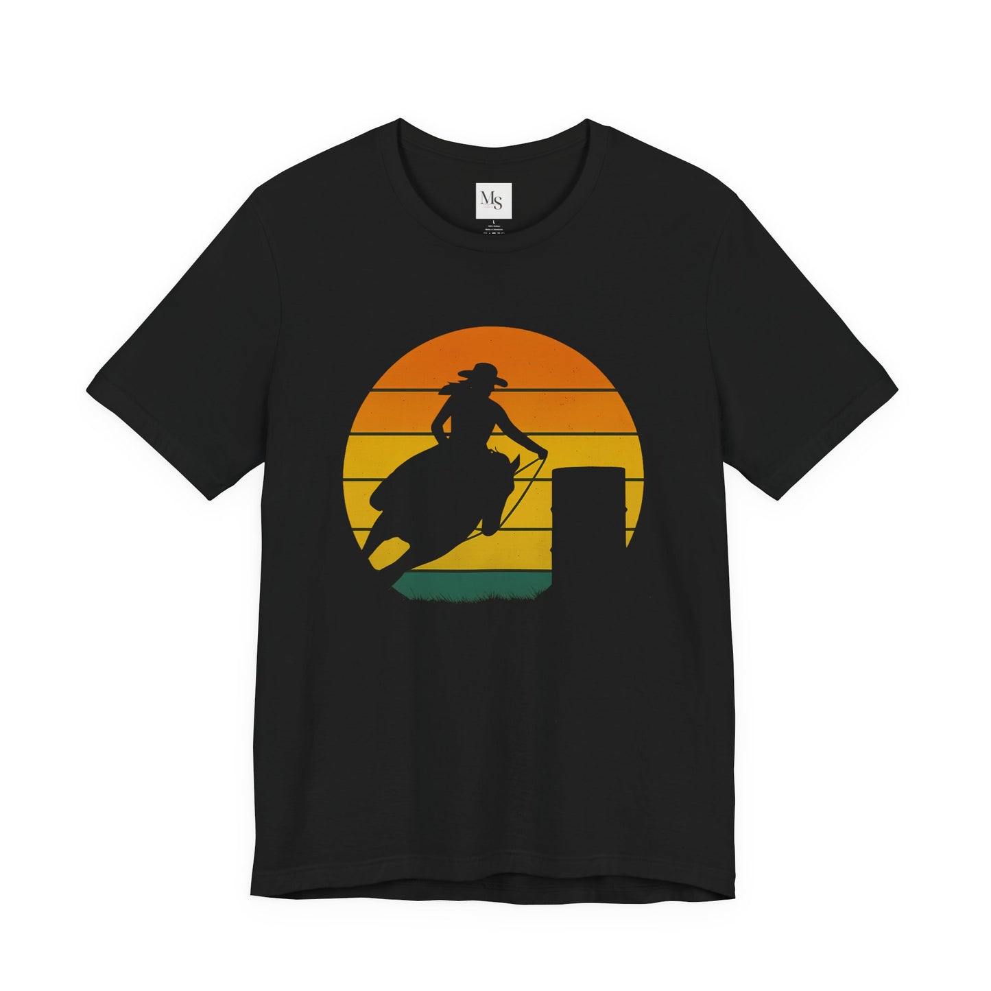 Barrel Racing Silhouette Tee – Western Horse Tee for Rodeo Lovers, Cowboy Shirt, Outdoor Apparel, Gifts for Horse Lovers