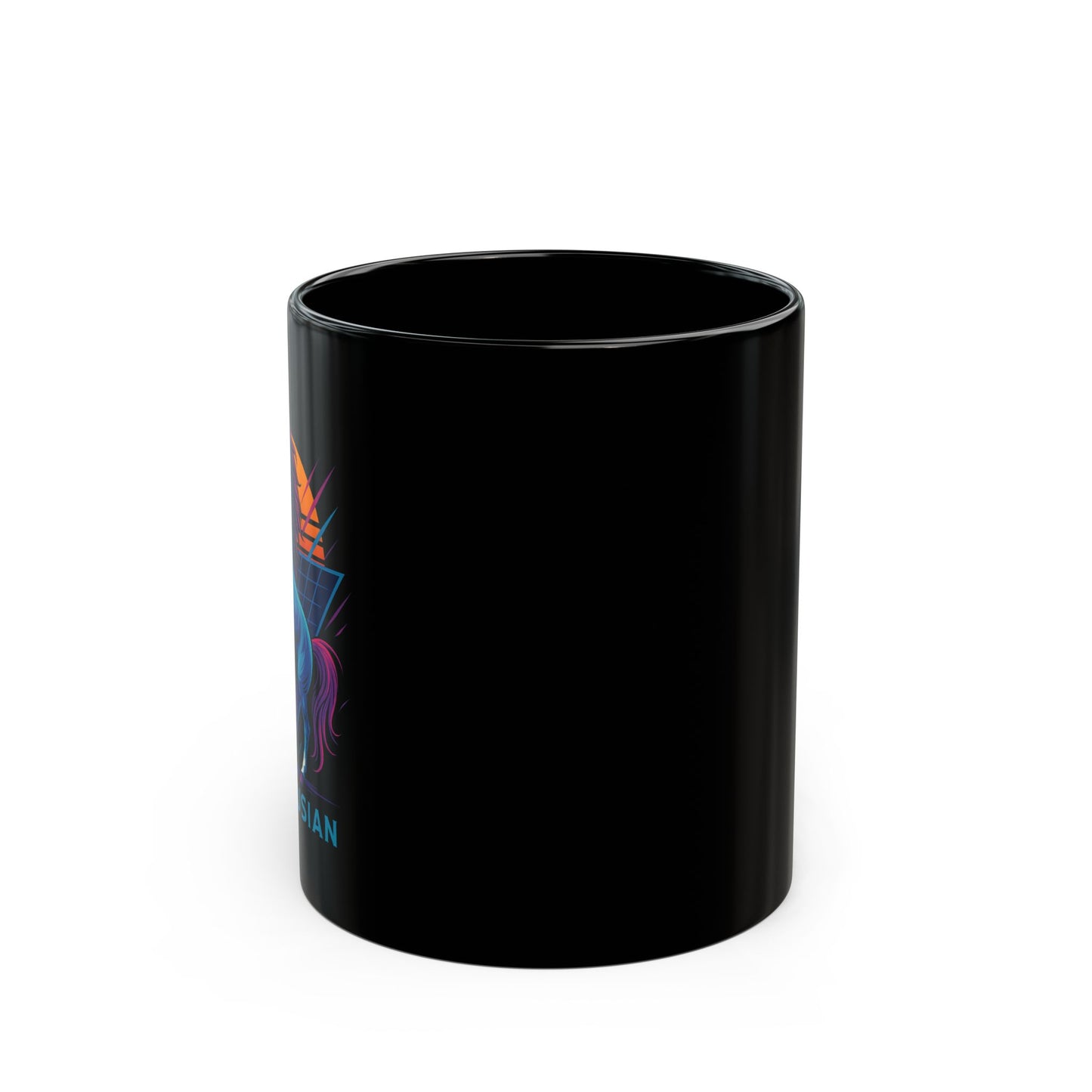 Retro Neon Andalusian Horse Mug ,Matte Black Ceramic Coffee Cup