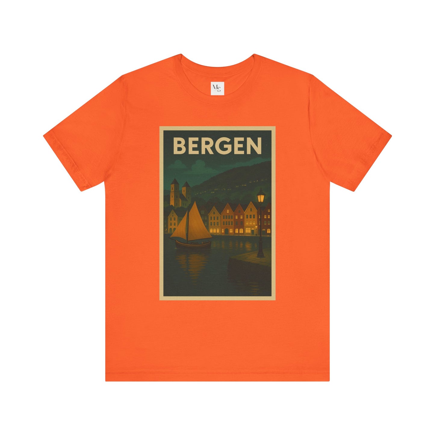 Bergen by Night T-Shirt – Unisex Norwegian Cityscape Tee | Scenic Night View of Bryggen | Norway Travel Souvenir Shirt