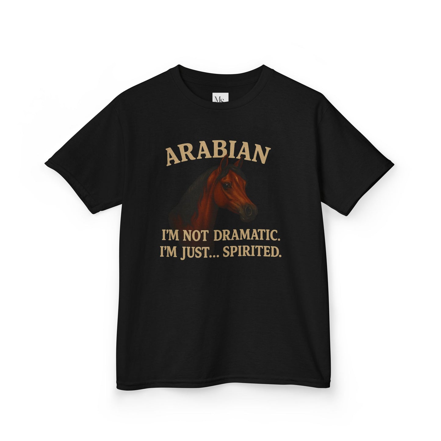 Arabian Horse Kids Tee - I'm Not Dramatic, I'm Just Spirited, Funny Animal Shirt, Gifts for Horse Lovers, Equestrian Apparel, Kids Humor Tee
