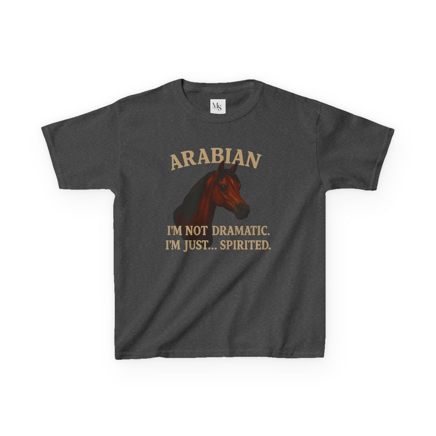 Arabian Horse Kids Tee - I'm Not Dramatic, I'm Just Spirited, Funny Animal Shirt, Gifts for Horse Lovers, Equestrian Apparel, Kids Humor Tee