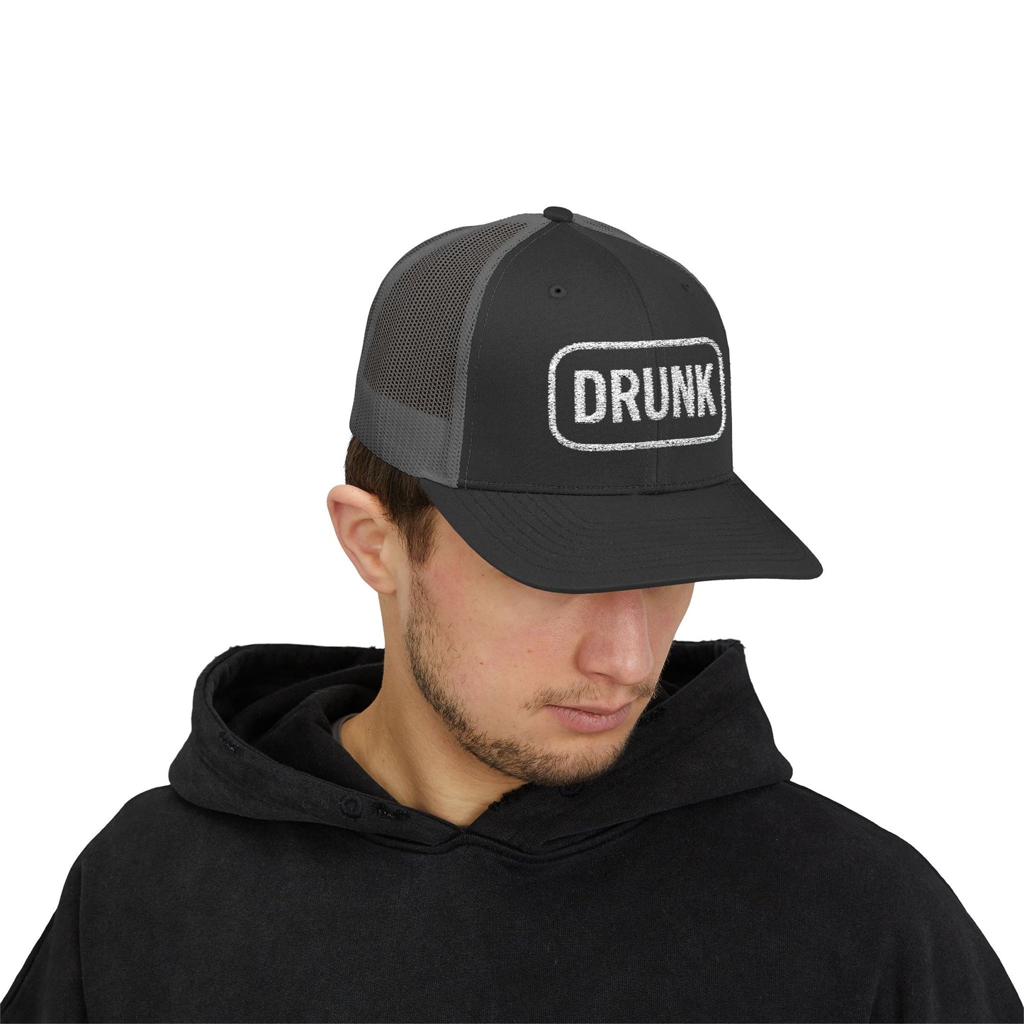 Drunk Embroidered Trucker Hat – Funny Party Cap | Adjustable Mesh Back | Novelty Gift for Adults