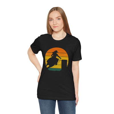 Barrel Racing Silhouette Tee – Western Horse Tee for Rodeo Lovers, Cowboy Shirt, Outdoor Apparel, Gifts for Horse Lovers