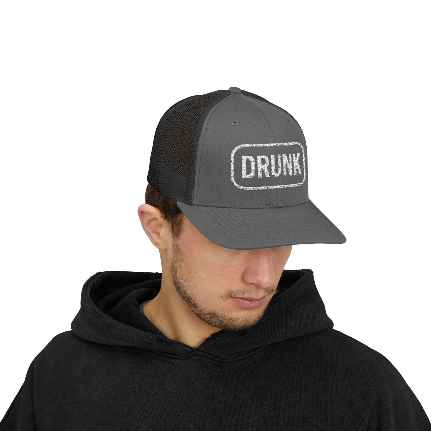 Drunk Embroidered Trucker Hat – Funny Party Cap | Adjustable Mesh Back | Novelty Gift for Adults