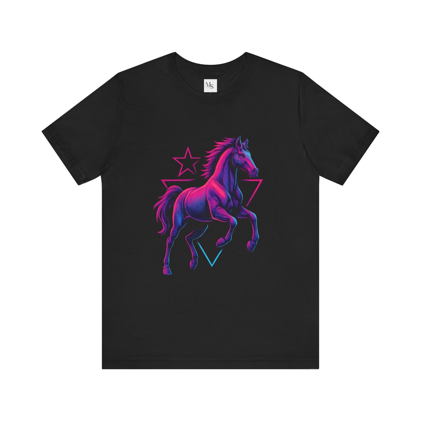 Retro Neon Horse Tee: 80s Style Neon Equestrian Graphic T-Shirt