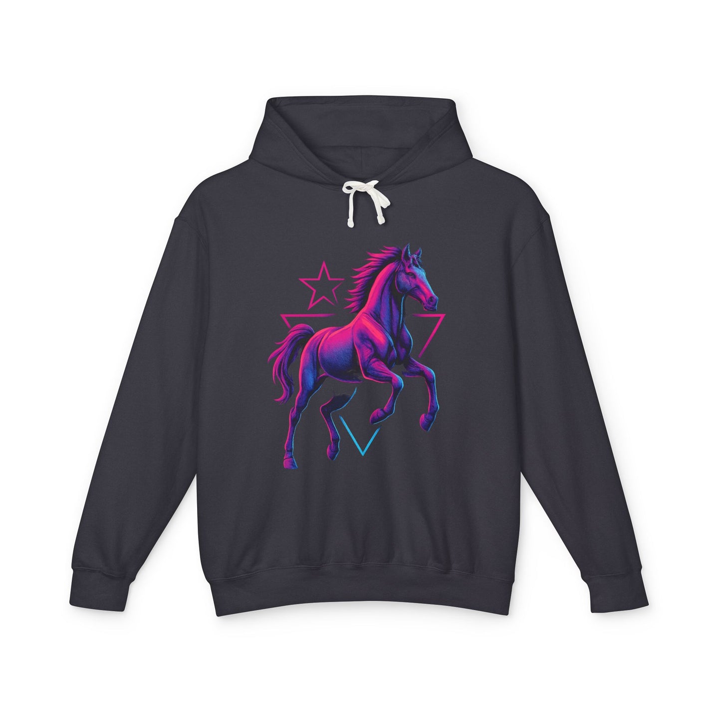 Retro Neon Horse Hoodie; 80s-Style Neon Equestrian Graphic Sweatshirt