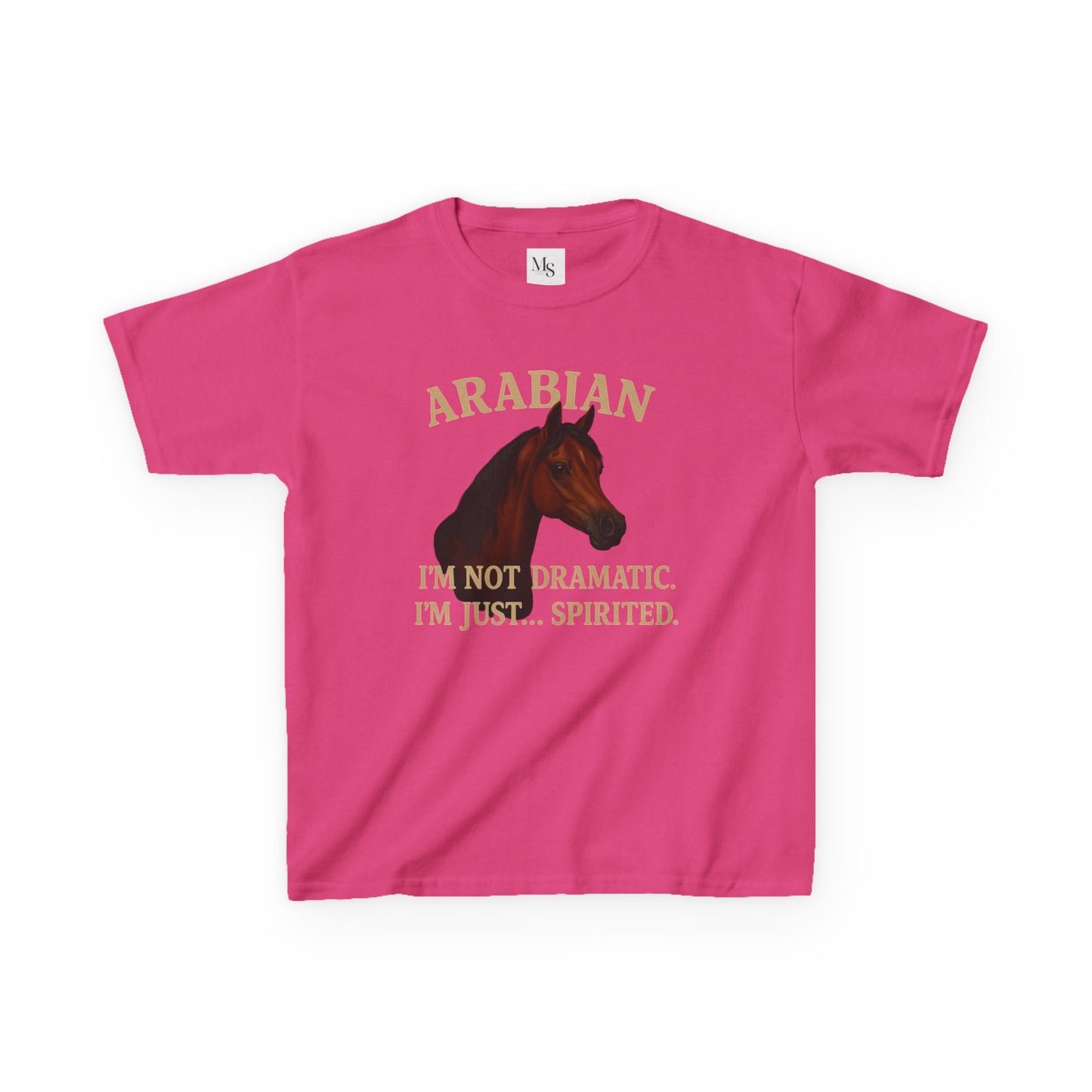 Arabian Horse Kids Tee - I'm Not Dramatic, I'm Just Spirited, Funny Animal Shirt, Gifts for Horse Lovers, Equestrian Apparel, Kids Humor Tee