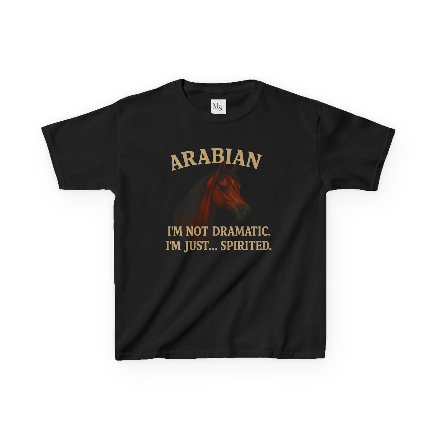 Arabian Horse Kids Tee - I'm Not Dramatic, I'm Just Spirited, Funny Animal Shirt, Gifts for Horse Lovers, Equestrian Apparel, Kids Humor Tee