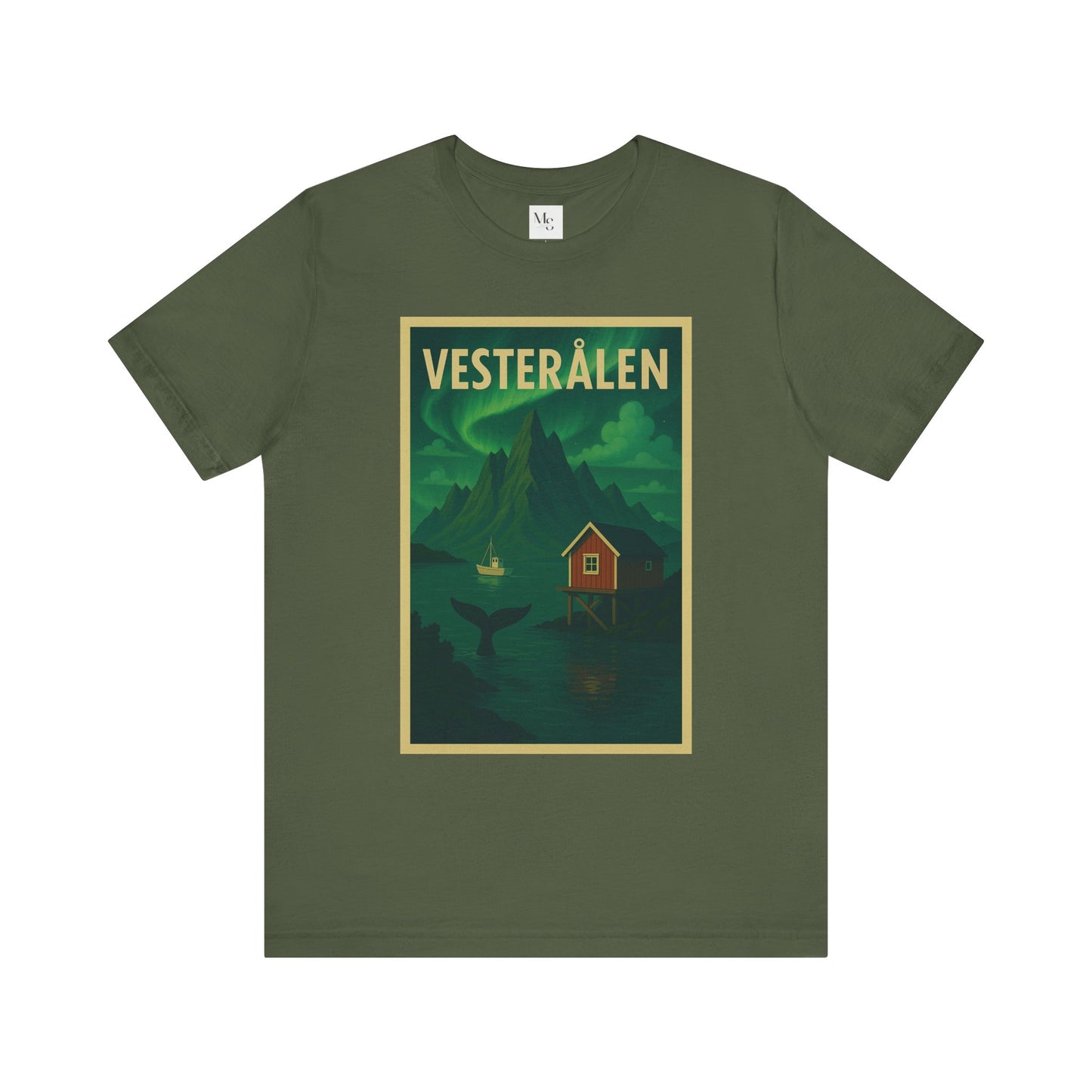 Vesterålen Aurora T-Shirt – Northern Lights & Arctic Landscape Design | Unisex Nordic Travel Tee | Norway Souvenir Gift