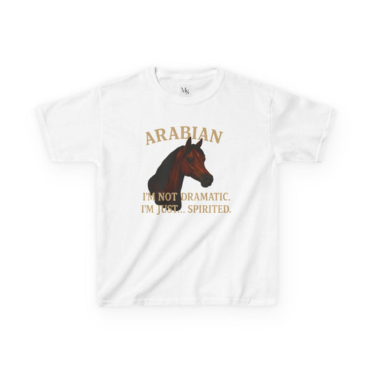 Arabian Horse Kids Tee - I'm Not Dramatic, I'm Just Spirited, Funny Animal Shirt, Gifts for Horse Lovers, Equestrian Apparel, Kids Humor Tee